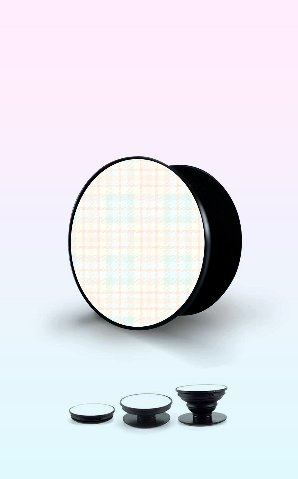 Pink And Blue Plaid Handyhalterung